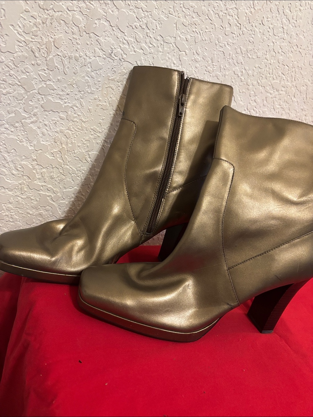 Worthington Metallic Gold Ankle Booties with Side Zip